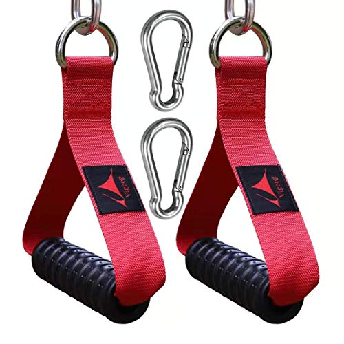 Heavy Duty Gym Exercise Handles Attachment for Cable Machine,Resistance Band,Pulley System Home Fitness Workout Equipment, with Elastic Rubber Grip and 2 Large Carabiners