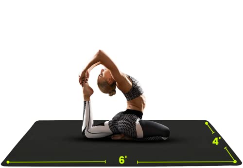 Large Yoga Mat (6'x4') 1/4" & 1/2" Thick Exercise Mat for Home Workout - Extra Wide Recfoam Mat