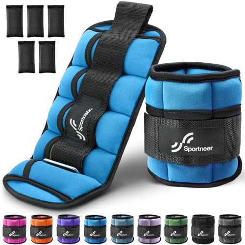 Sportneer Adjustable Ankle Weights for Women and Men 7 lbs/Pair Adjustable Leg Weights with Secure Straps, Strength Training Weighted for Yoga, Walking, Running, Aerobics, Gym, Physical Therapy