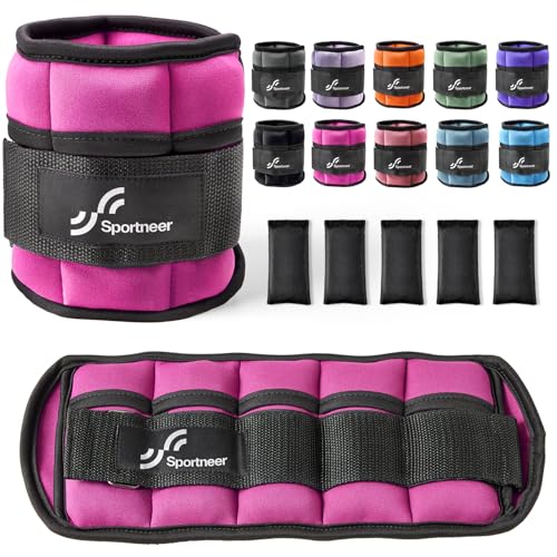 Sportneer Adjustable Ankle Weights 1 Pair 2 4 6 8 10 Lbs Leg Weight Straps for Women Men, Weighted Ankle Weights Set for Gym,Fitness, Workout,Walking, Jogging,1-5 lbs Each Ankle, 1 Pair 2-10 lbs