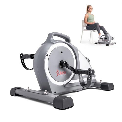 Sunny Health & Fitness Dual Function Under-Desk Bike Trainer, Mini Exercise Machine for Senior Training, Arm/Leg Cardio Cycle Workout, Optional Magnetic, Motorized w/Free SunnyFit App Connection