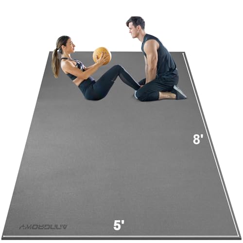 Large Exercise Mat 8'x5'|12'x6' Workout Mat for Home Gym Mats Exercise Heavy Duty Gym Flooring Fitness Mat Large Yoga Mat Cardio Mat for Weightlifting, Jump Rope, MMA, Shoe-Friendly