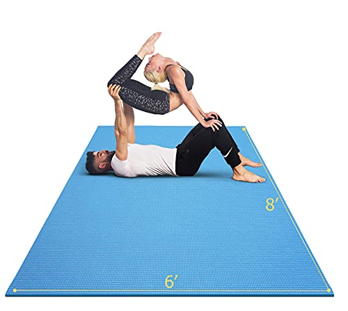 GXMMAT Large Yoga Mat 12'x6'/10'x6'/6'x8'(7mm), Extra Thick Workout Mats for Home Gym Flooring, Ultra Comfortable Non-Slip Quick Resilient Barefoot Wide Exercise Mat for Pilates, Stretching,Meditation