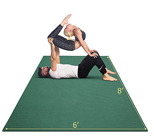 GXMMAT Large Yoga Mat 12'x6'/10'x6'/6'x8'(7mm), Extra Thick Workout Mats for Home Gym Flooring, Ultra Comfortable Non-Slip Quick Resilient Barefoot Wide Exercise Mat for Pilates, Stretching,Meditation