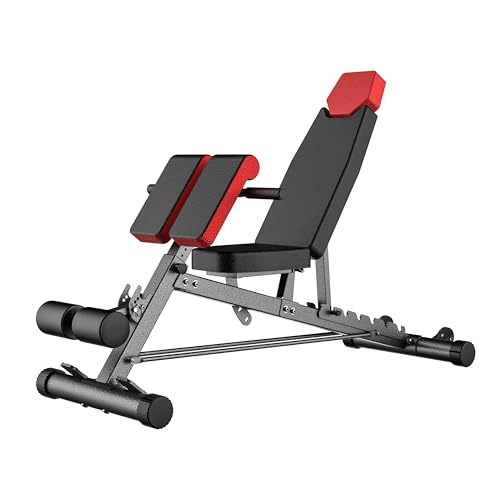 Finer Form Multi-Functional FID Weight Bench for Full All-in-One Body Workout  Hyper Back Extension, Roman Chair, Adjustable Ab Sit up Bench, Incline Decline Bench, Flat Bench