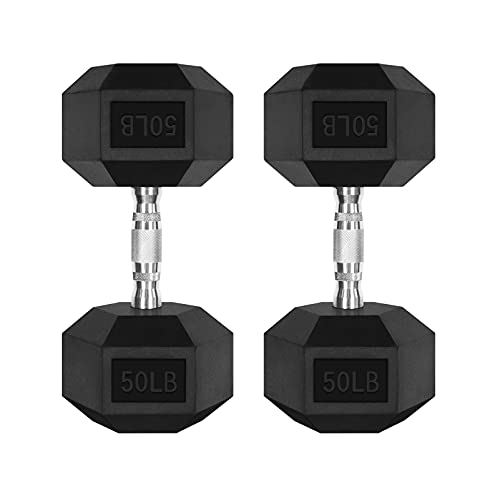 RitFit 5-300LBS Rubber Encased Hex Dumbbell Sets with Optional Rack for Home Gym, Coated Hand Weights for Strength Training, Workouts