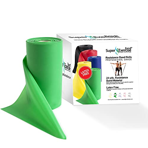 Resistance Band for Working Out - 8,16,24 Yard Resistance Bands Bulk Rolls - 10 Strengths in Light Medium and Heavy Exercise Bands - Latex Free Workout Bands Including iPhone App and e-Book