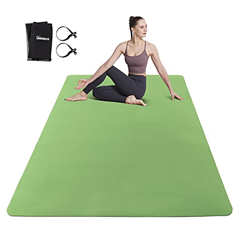 UMINEUX Large Yoga Mat 72" x 48" 6mm High-Density TPE Extra Thick Non-Slip Mat with Velcro Straps - Premium Option