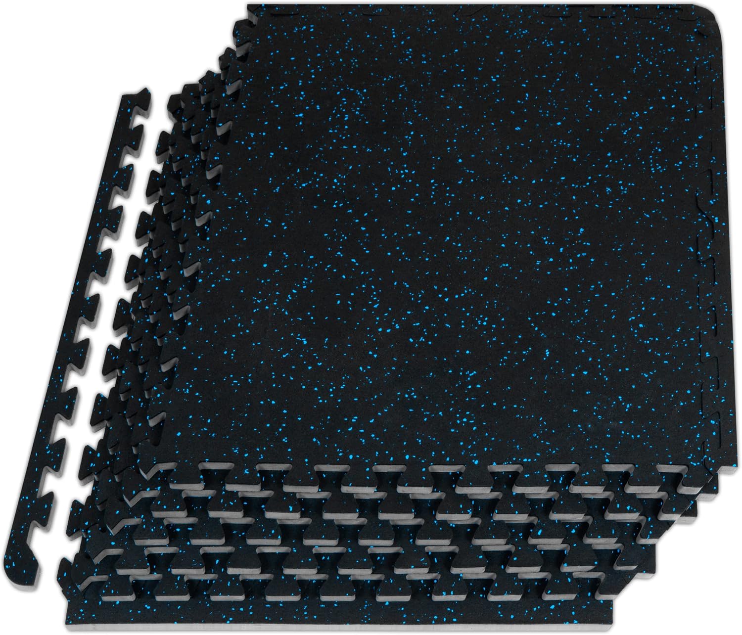 ProsourceFit Rubber Top Exercise Puzzle Mat 12-inch, 24 SQFT, 6 Tiles, EVA Foam Interlocking Tiles for Home Gym Protective Flooring for Equipment and Workouts, Grey