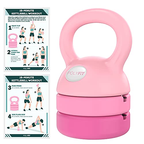 Polyfit Adjustable Kettlebell | 5 lb - 12 lb | Kettlebells Weights Set for Home Gym | Kettle Bell Sets for Women at Home