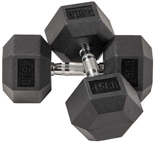 BalanceFrom Rubber Coated Hex Dumbbell Set & Rack