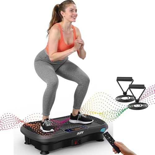 AXV Vibration Plate Fitness Platform Exercise Machine Vibrating Lymphatic Drainage Shaking Full Body Shaker Workout Vibrate Stand Shake Board Sport Gym for Weight Loss Fat Burner for Women Men