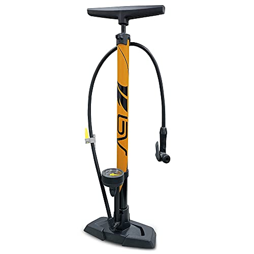BV Bicycle Pump Durable Bike Floor Pump 17/24 inch Smart Valve Head, 160 psi, Automatically Reversible Presta and Schrader