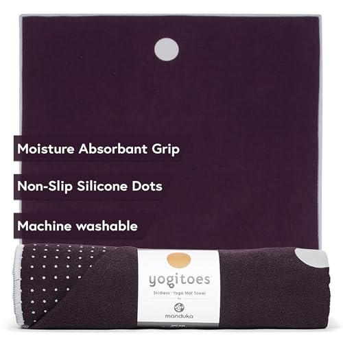 Manduka Yogitoes Hot Yoga Mat Towel - 71" | Moisture Activated Grip | Patented Silicone Nubs | Highly Absorbent, Durable & Easy Care | Made from Recycled Materials | 71 x 24 Inches