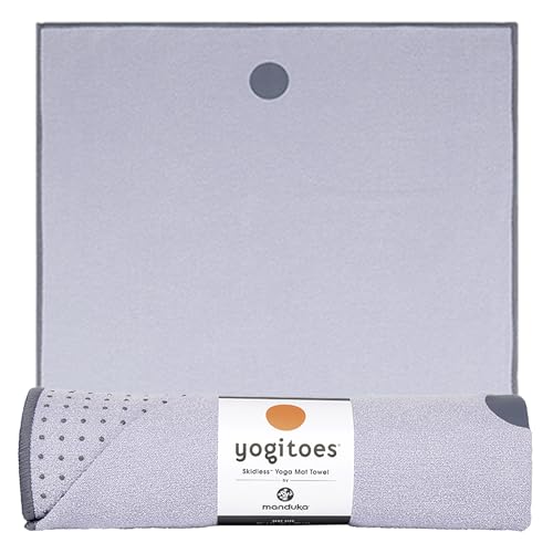 Manduka Yogitoes Yoga Towel  Rubber Grip Dots Non-Slip Bottom, Quick Dry Fitness Towel for Hot Yoga, Pilates, Exercise