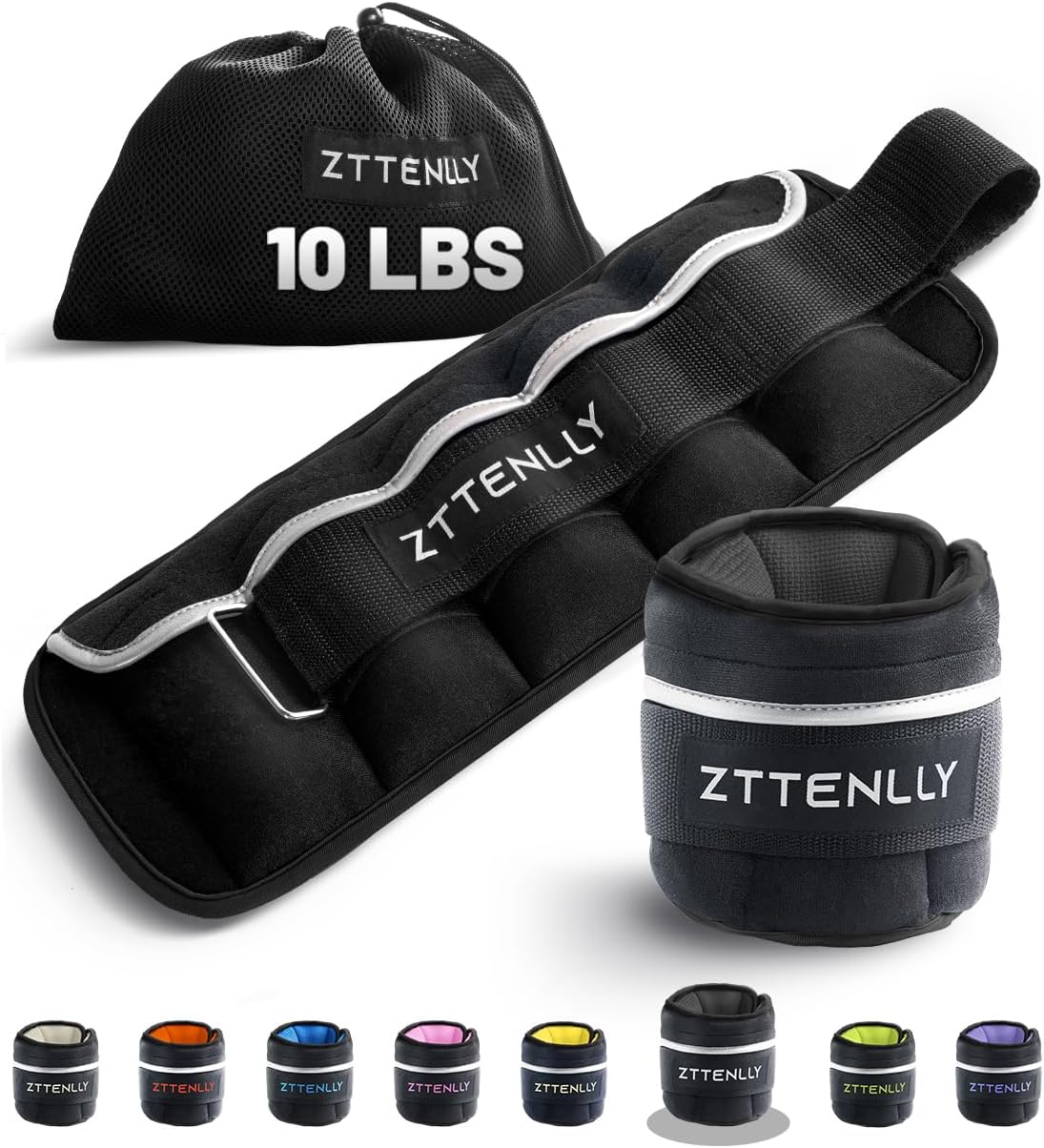 Adjustable Ankle Weights 1-5/10/15/20LBS Pair with Carry Bag - Breathable Fabrics, Reflective Trim - Strength Training Leg Wrist Arm Ankle Walking Weights Sets for Women Men Kids