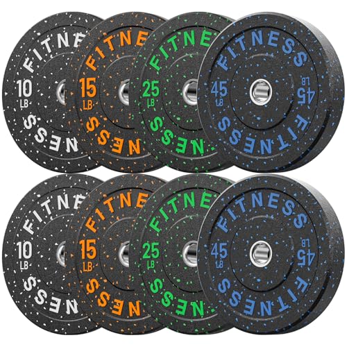 Crumb Bumper Plates, 10-600lbs Drop Weight Plates for Home Gym, 2-inch Olympic Barbell Plates, High Bounce Strength Training Plates for Barbell Movements - Deadlift/Squats/Bench Press/Weight Lifting/Heavy Duty/Floor Protective/odorless/Noise Free