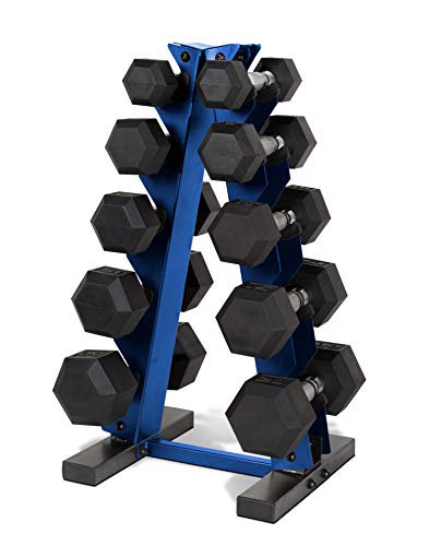 CAP Barbell 150 LB Coated Hex Dumbbell Weight Set with Vertical Rack | Multiple Options