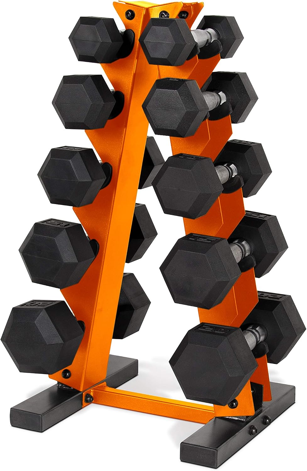 CAP Barbell 150 LB Rubber Hex Set (Orange Rack)