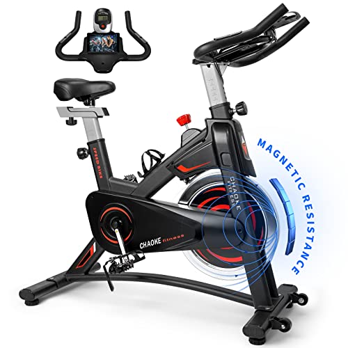 Exercise Bike, CHAOKE Magnetic Resistance/Brake Pad Stationary Bike for Home, Indoor Cycling Bike with Heavy Flywheel, Comfortable Seat Cushion
