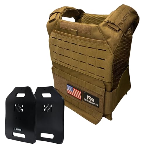 Northgym Adjustable Weighted Vest/Incl. 3D Weight Plates in 14lbs / 20lbs/ 30lbs/ 42.5lbs - Optimized Weight Distribution and with Curved Plates for Running, Functional Training and Working Out