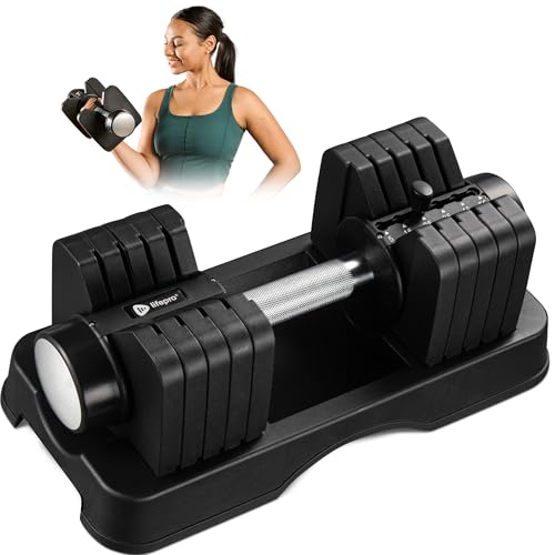 Lifepro Adjustable Dumbbells Set - 5in1-15lb 25lb 43lb 55lb weights Set & Single with Rack - Quick Adjust, Secure Grip - Compact Hand Weights for Men Women Home Gym