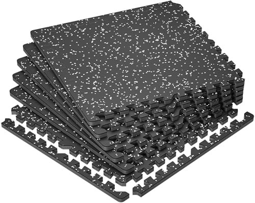 SUPERJARE 0.79 Inch Gym Flooring for Home Gym, Exercise Equipment Mats with Rubber Top, Interlocking Rubber Floor Tiles for Home Gym and Fitness Room, Protective Flooring Mat