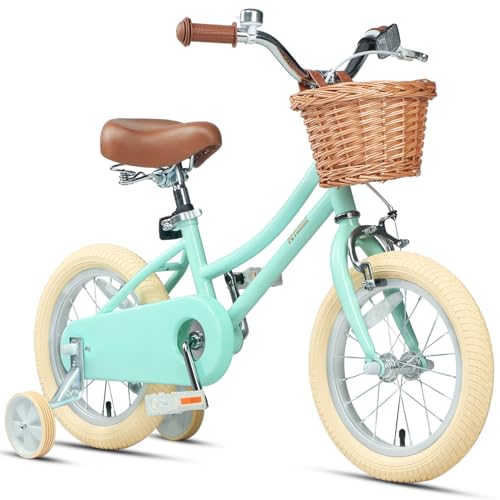 Petimini Girls Bike with Basket for 2-12 Years Old Kids, 12 14 16 18 20 Inch Bicycle with Bell Training Wheels Basket, Multiple Colors