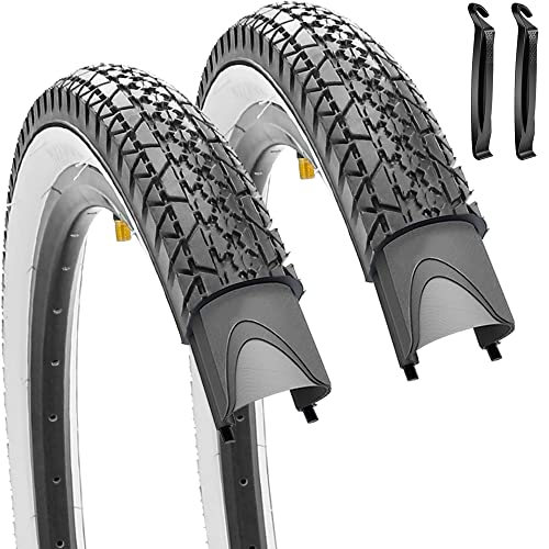 2 Pack 26" x 2.125" Inch Beach Cruiser Bike Tires with or Without Tire Levers Folding Bicycle Comfortable Replacement Tires Black Wall/White Side Wall with or Without Inner Tubes