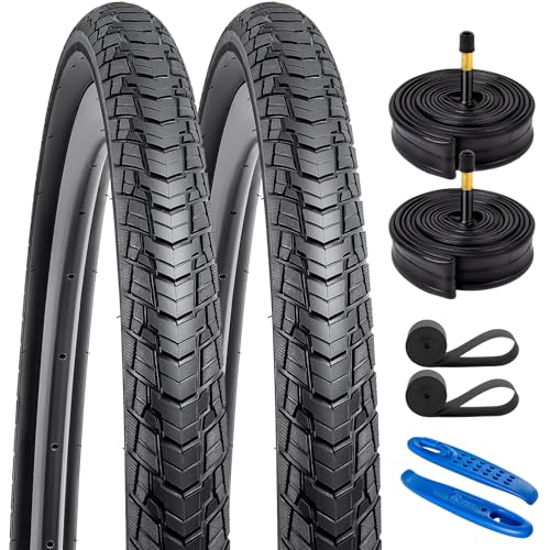 YUNSCM 700x35C Bike Tires (2-pack) + Tubes