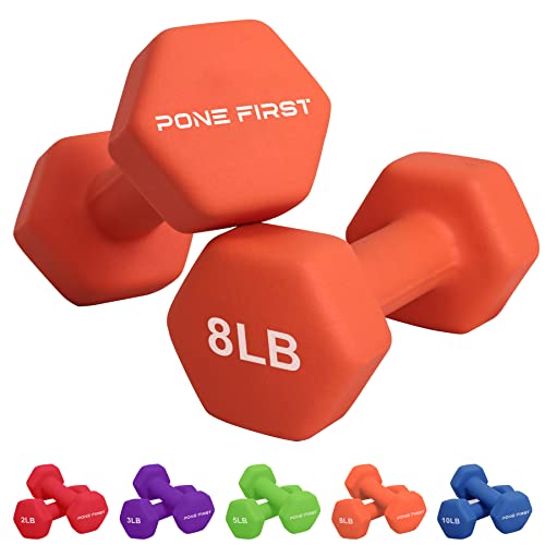 Dumbbell Hand Weight Pairs  Neoprene Dumbbell Exercise & Fitness For Home Gym Equipment and Adjustable Dumbbell SetsNon-Slip, Color Coded Hex Shaped Free Weights For Women,Men 2LB 3LB 5LB 8LB 10LB Pounds
