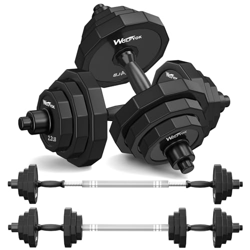 KISS GOLD Adjustable Dumbbell Set, 66 LBS Weights Dumbbells Sets, Solid Cast-Iron Core Free Weight Set for Home Gym, Barbell Weight Set with Connector,Workout Strength Training Equipment for Men Women
