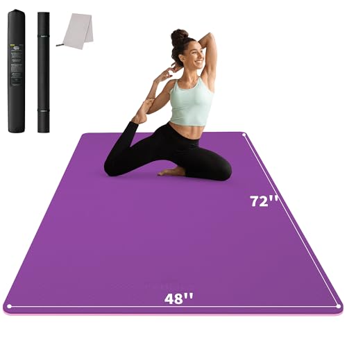 CAMBIVO Large Yoga Mat (6'x 4'), Extra Wide Workout Mat for Men and Women, Yoga Mat Thick 1/3 &1/4 Exercise Mats for Home Workout, Yoga, Pilates (Black,1/4 inch)