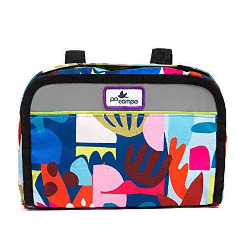 Po Campo Kids Bicycle Bag - Speedy Front Frame Bike Handlebar Bag Fabric Bike Basket Waterproof Front Mount Bike Bag for Boys Girls Bike or Scooter Handle Bars Converts to Crossbody Bag