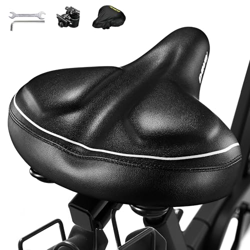 DAWAY C40 Ultra Comfortable Oversized Bike Seat - Memory Foam Padded, Extra Wide Bicycle Saddle, Ergonomic Replacement Cushion for Men Women - Fits for Peloton, Cruiser, Mountain, Road, Exercise Bikes