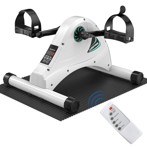 Motorized Mini Exercise Bike Pedal Exerciser for Seniors Rehab Training, LUBBYGIM Electric Under Desk Bike Pedal Exerciser for Arm/Leg Fitness & Physical Therapy, 6 Levels Speed Adjustment