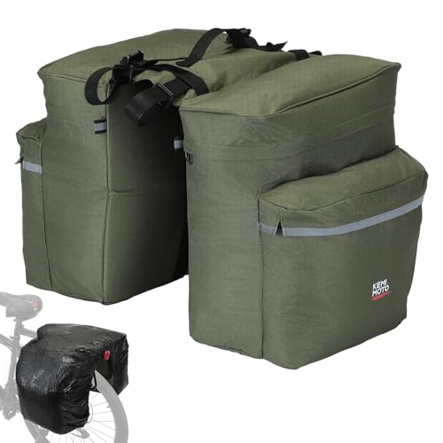KEMIMOTO Bike Bag Panniers with Rain Cover, 34L Waterproof Bicycle Saddle Bag for Rear Rack Mountain Biking Bags Storage, Ebike Accessories for Commuter Grocery Shopping Travel Carrier, Green