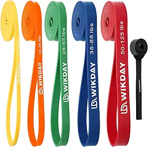 WIKDAY Resistance Bands, Pull Up Bands, Workout Bands for Exercise, Thick Heavy Resistance Band Set with Door Anchor, Elastic Bands for Body Stretching, Crossfit Training at Home/Gym for Men & Women