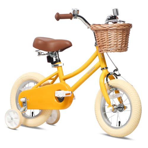 Petimini Girls Bike with Basket for 2-12 Years Old Kids, 12 14 16 18 20 Inch Bicycle with Bell Training Wheels Basket, Multiple Colors