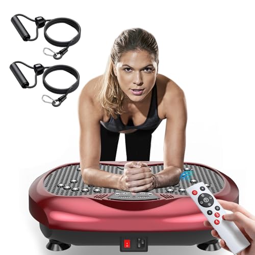 Vibration Plate Exercise Machine - Whole Body Workout Vibration Platform Lymphatic Drainage Machine for Weight Loss Home Fitness with Resistance Bands Remote