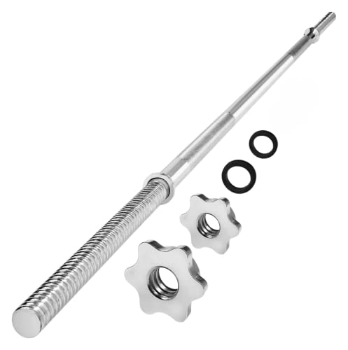 Yes4All Standard Straight Barbell 60" & EZ Curl Bar 47", Capacity 200 to 480 LB, Weight Bar 1" to 2" Diameter - Star Lock Collars, Rubber Ring, Barbell Spins Included for Deadlifts & Squats