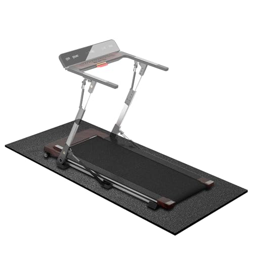 Treadmill Mat, 5'x2.5'/5.6'x2'/6.5'x3'/8'x3',6mm Thickness Exercise Equipment Mat for Carpet Hardwood Floors, Compatible with Walking Pad,Spin Bike,Elliptical Trainer,Rowing Machine