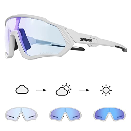 KAPVOE Photochromic Cycling Glasses Men Women Mountain Bike Sunglasses Clear MTB Bicycle Riding - K9408