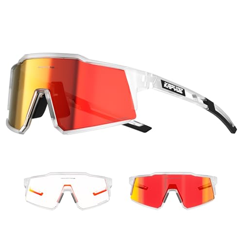 KAPVOE Photochromic Cycling Glasses MTB Clear Mountain Bike Transition Bicycle Sunglasses for Men Women - K9022