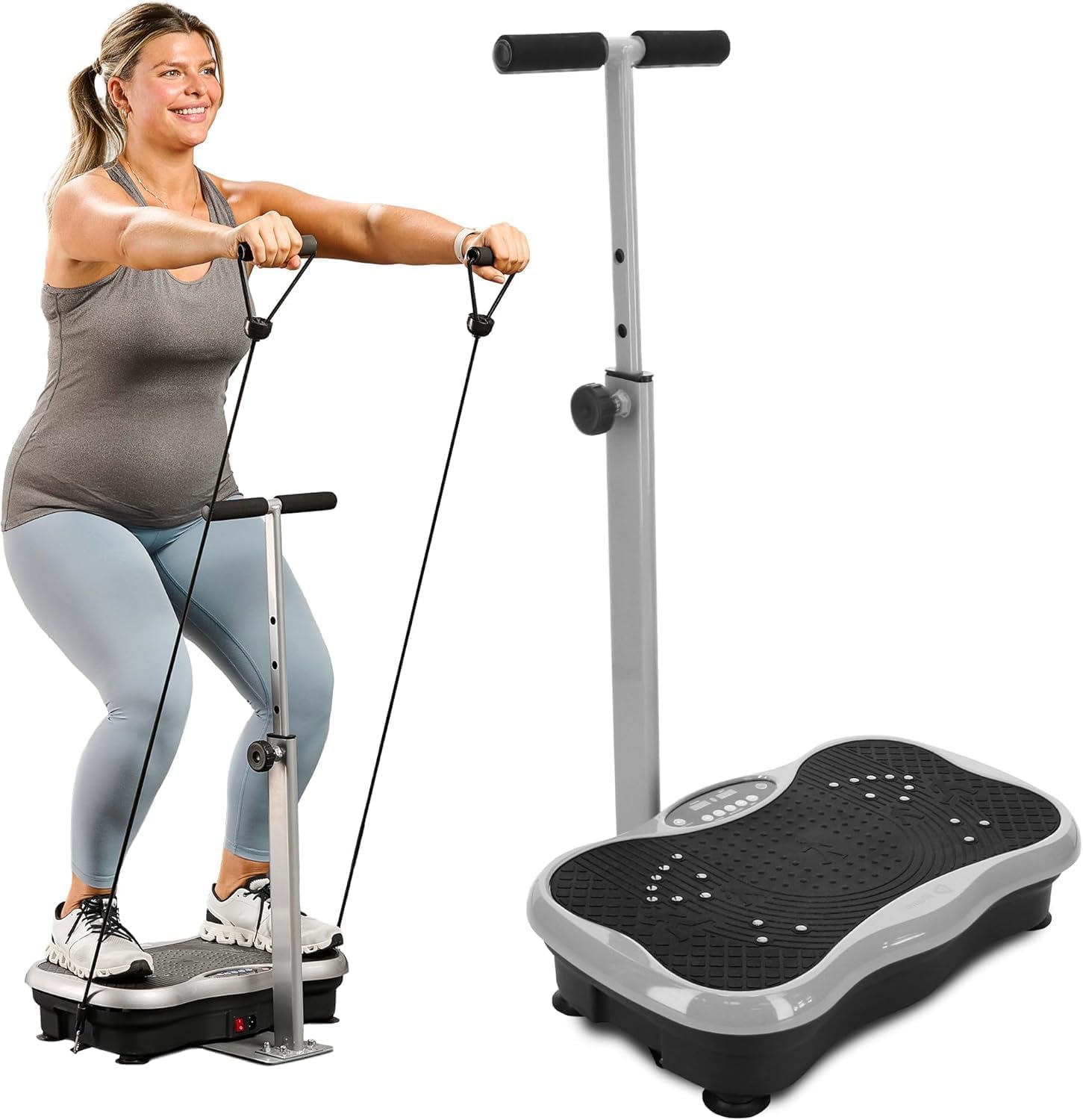 Lifepro TrimLite Vibration Plate Exercise Machine with Handlebars  Whole Body Vibration Platform for Lymphatic Drainage & Weight Loss  99 Speed Levels, Bluetooth Speaker, Resistance Bands & Remote