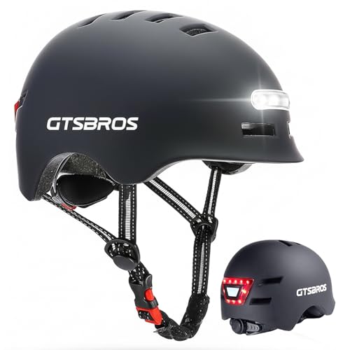 Bike Helmets for Adults - Front and Rear LED Lights Adjustable Bicycle Helmet for Adults Men Women Scooter Helmet for Commuting, Road Biking, Skating, Scooter