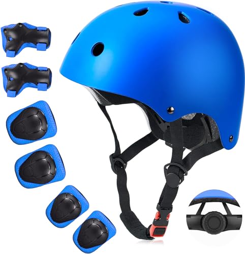 Kids Bike Helmet Set, CPSC Certified with Knee Pads Elbow Pads Wrist Guards,Adjustable Helmet for Ages 3-5-8-15 Toddler Kids&Youth,Bicycle Skateboarding...