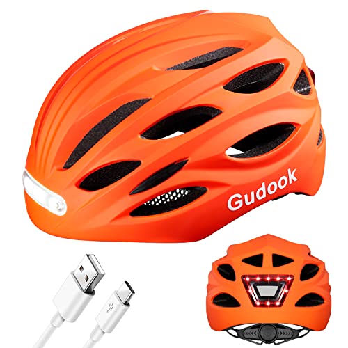 Bike Helmet with LED Light: Bicycle Helmets for Men & Women & Adults with Front and Rear Lights Adjustable Cycling Helmet for Urban Commuter Mountain Road Biker