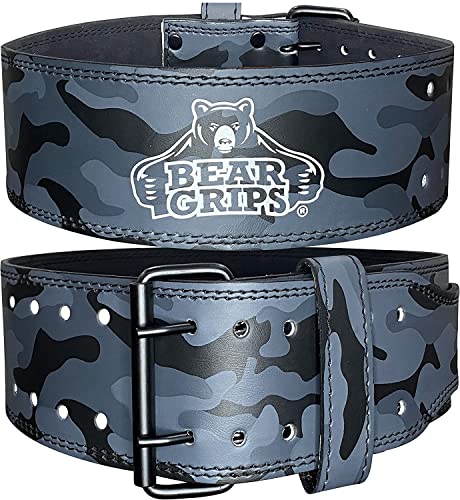 Bear Grips Weightlifting Belt, Leather Weight Belt for Men, Weight Lifting Belt for Women, Double Prong Gym Belt, Squat Belt, 5mm Powerlifting Belt, Deadlift Belt, Workout Belt, Exercise Belt