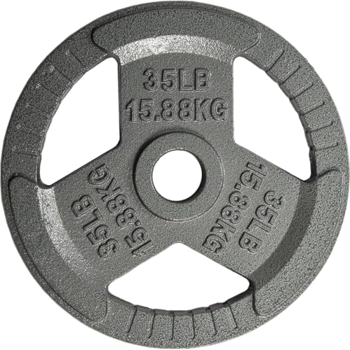 Yes4All Tri-Grip Handles Cast Iron Olympic Weight Plates, 2-Inch Weight Plates for Weight Lifting with Smooth and Durable Finish, Suitable for Strength Training Exercises (Single, Pair and Set)